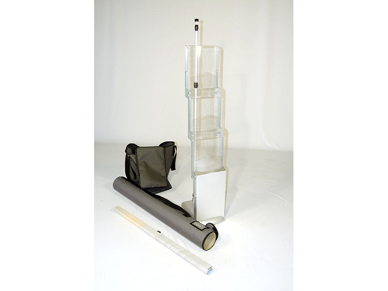 InfoPlus Literature Holding Banner Stand - silver - Shown with 
Literature Holder Expanded