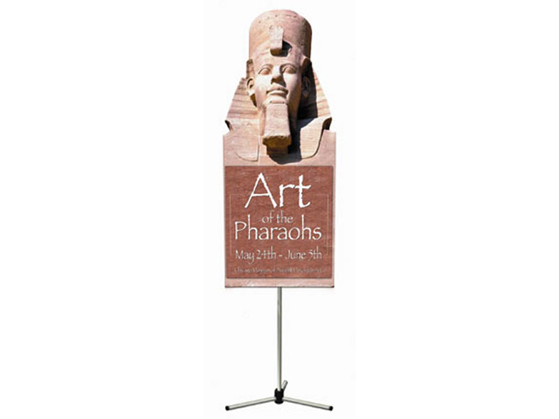 Summit Telescopic Banner Stand - Silver - Shown with Profile Shaped Lambda Graphic - 24"w x 58"h