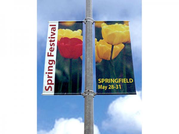 Boulevard Pole Banners - double sided, side by side shown on typical light pole