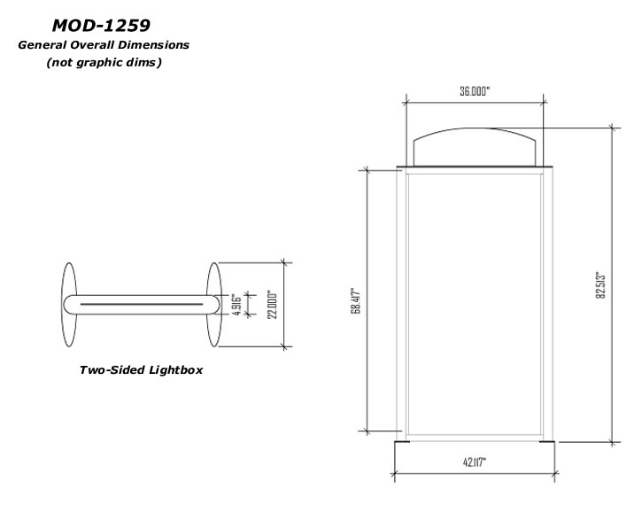 MOD-1259 Trade Show and Event Lightbox Tower -- Overall Dimensions 