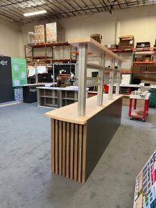 Custom Counter/Monitor Kiosk with Wood Slats, (3) Doors, Storage with Internal Shelves, Canopy, and Electrical Grommets -- View 4