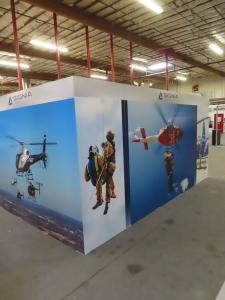 Custom Wood Room Extension with Vinyl Graphics, Product Kiosk Wall, Cabinets, and Monitor Stand -- View 3